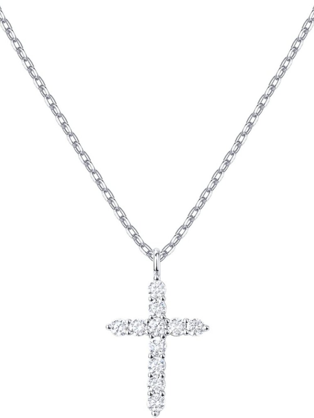 14K Gold Plated Cubic Zirconia Cross Necklace for Women